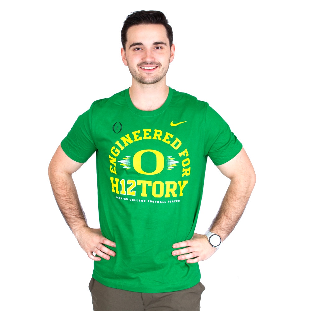 Classic Oregon O, Nike, Green, Crew Neck, Cotton, Men, Unisex, Football, Postseason, Round 1, Engineered for H12tory, T-Shirt, 913863